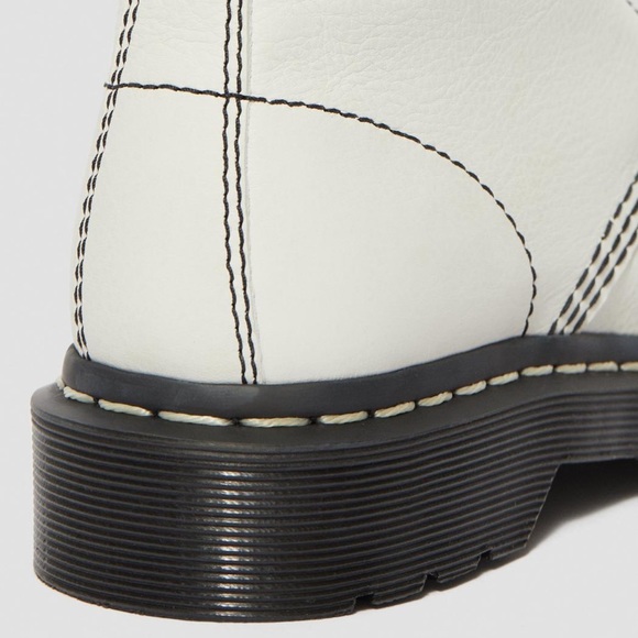 NEW DR MARTENS PASCAL VIRGINIA LEATHER BLACK WHITE BOOT SHOE AUTHENTIC 10 - Picture 2 of 8